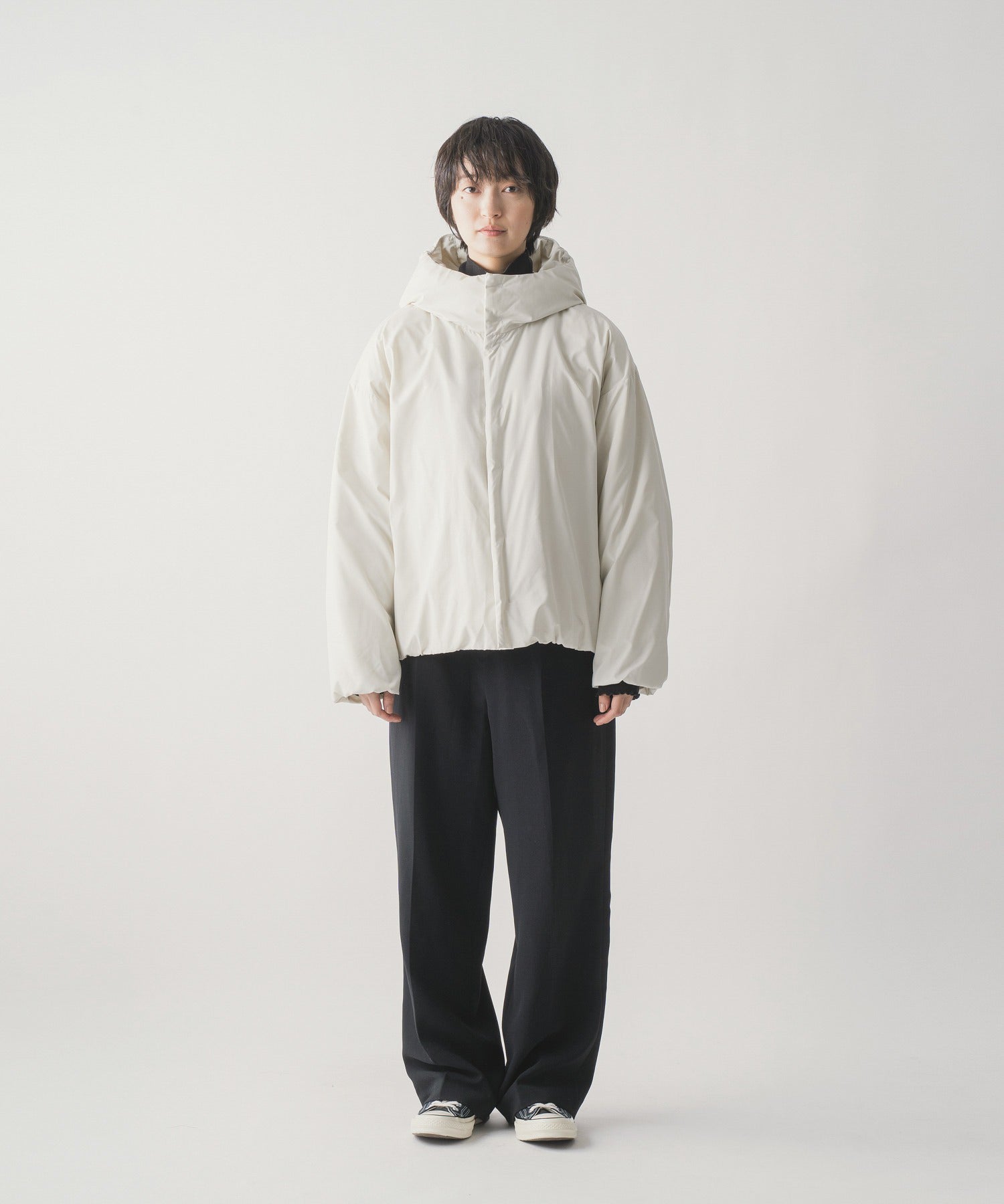 HIDDEN SNAP HOODED DOWN JACKET / FEW24WJK5232 – miffew